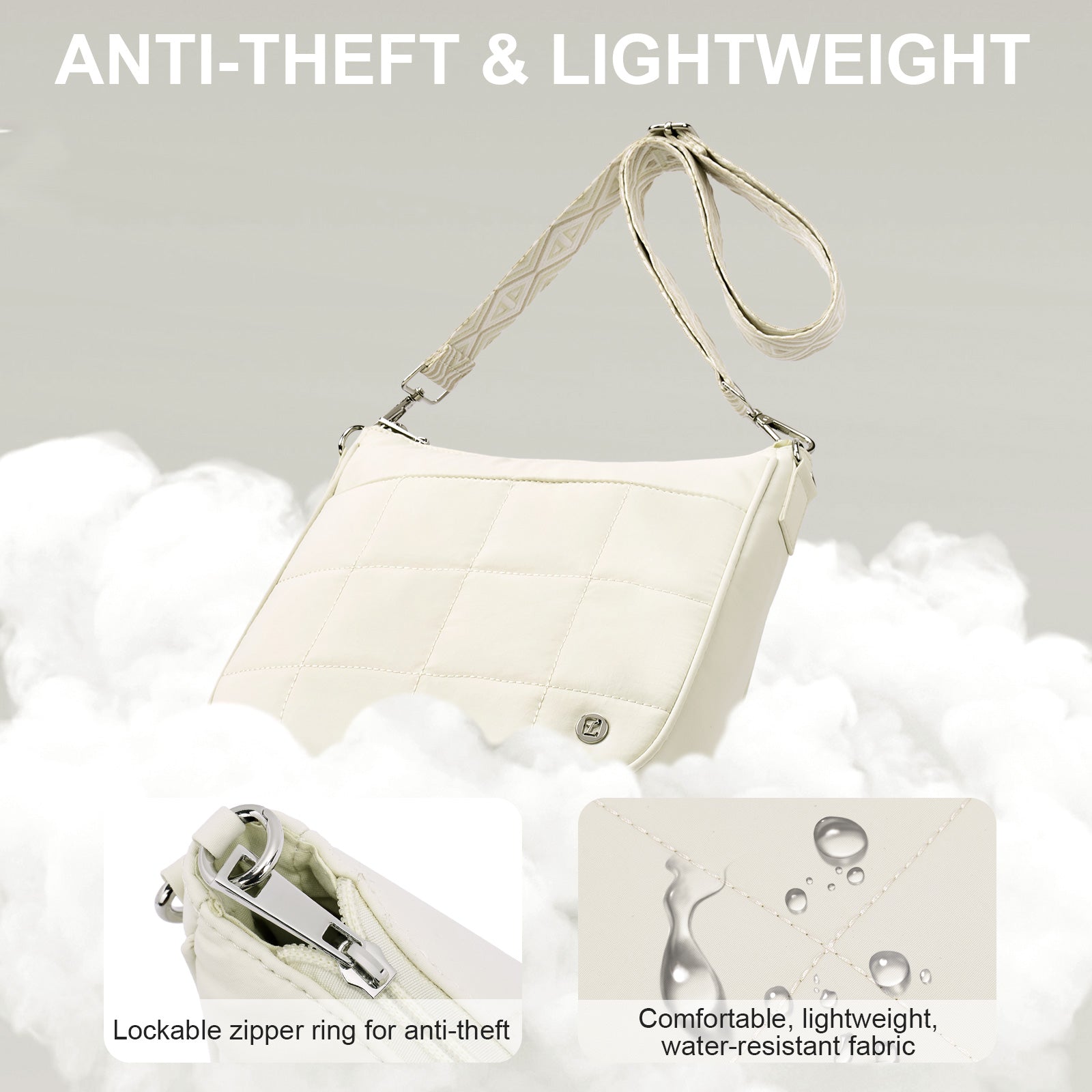 White crossbody bag details | color:White