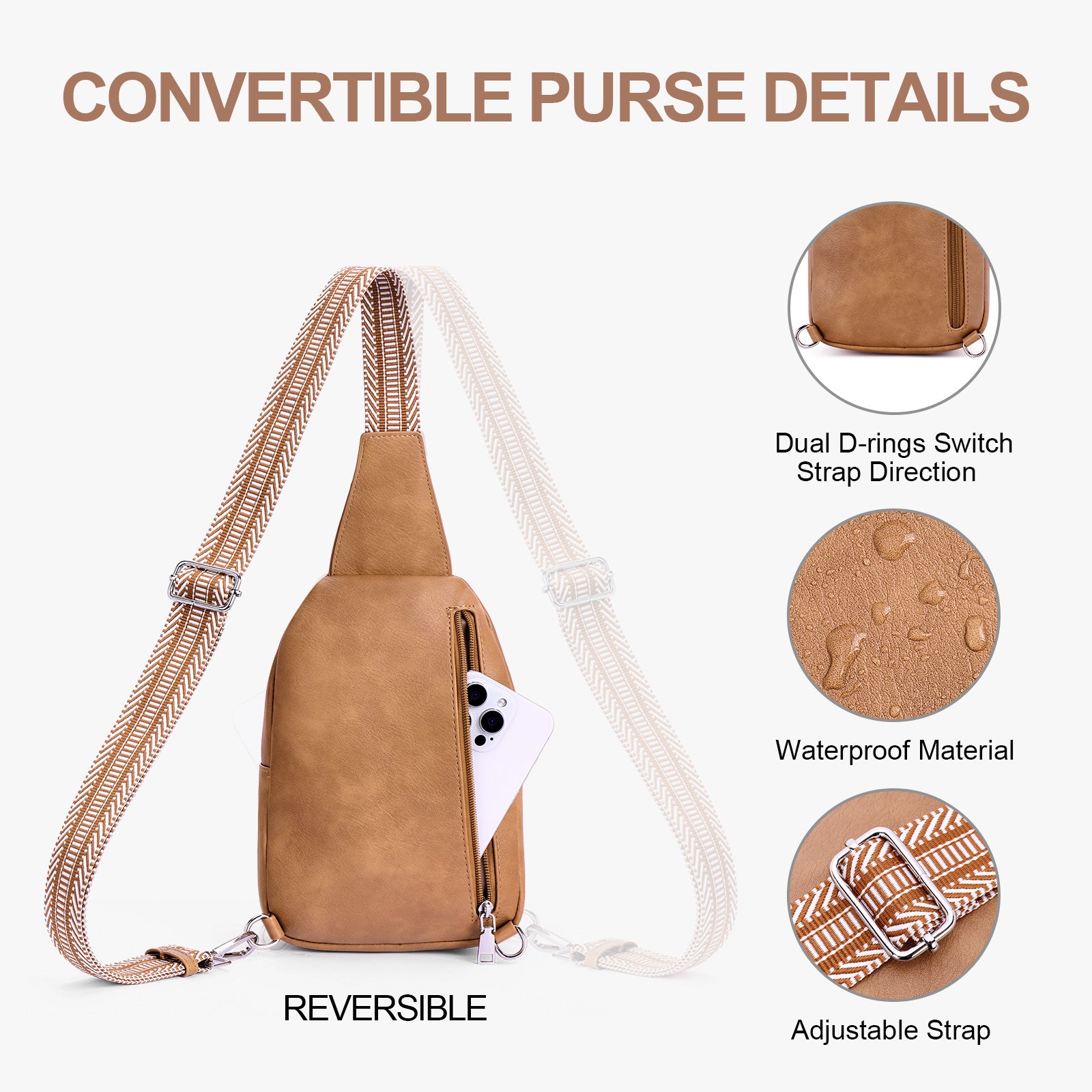 Camel  crossbody bag details | color:Camel