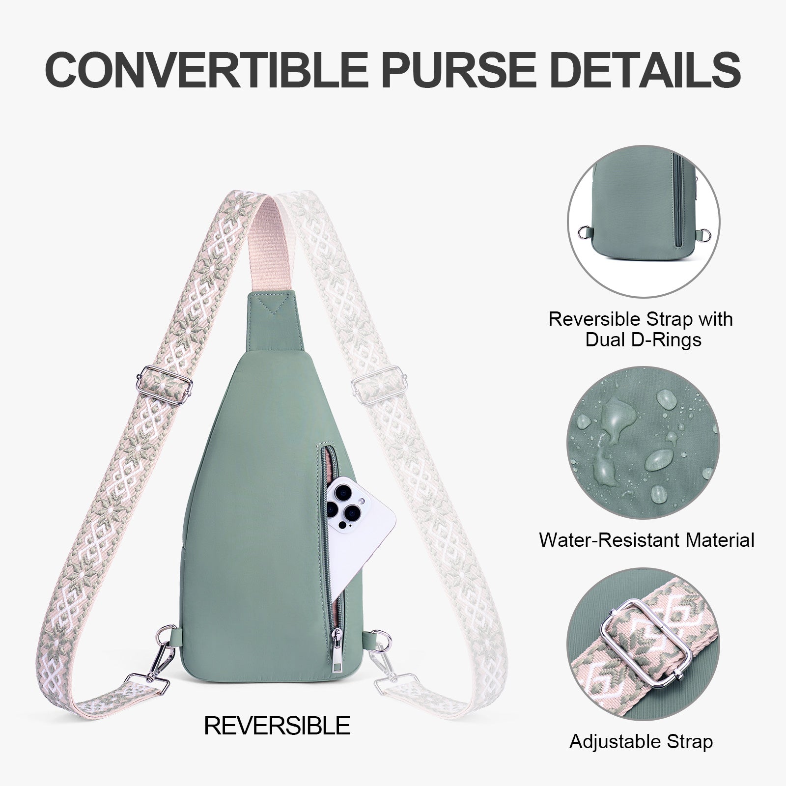 Green crossbody bag details | color:Green