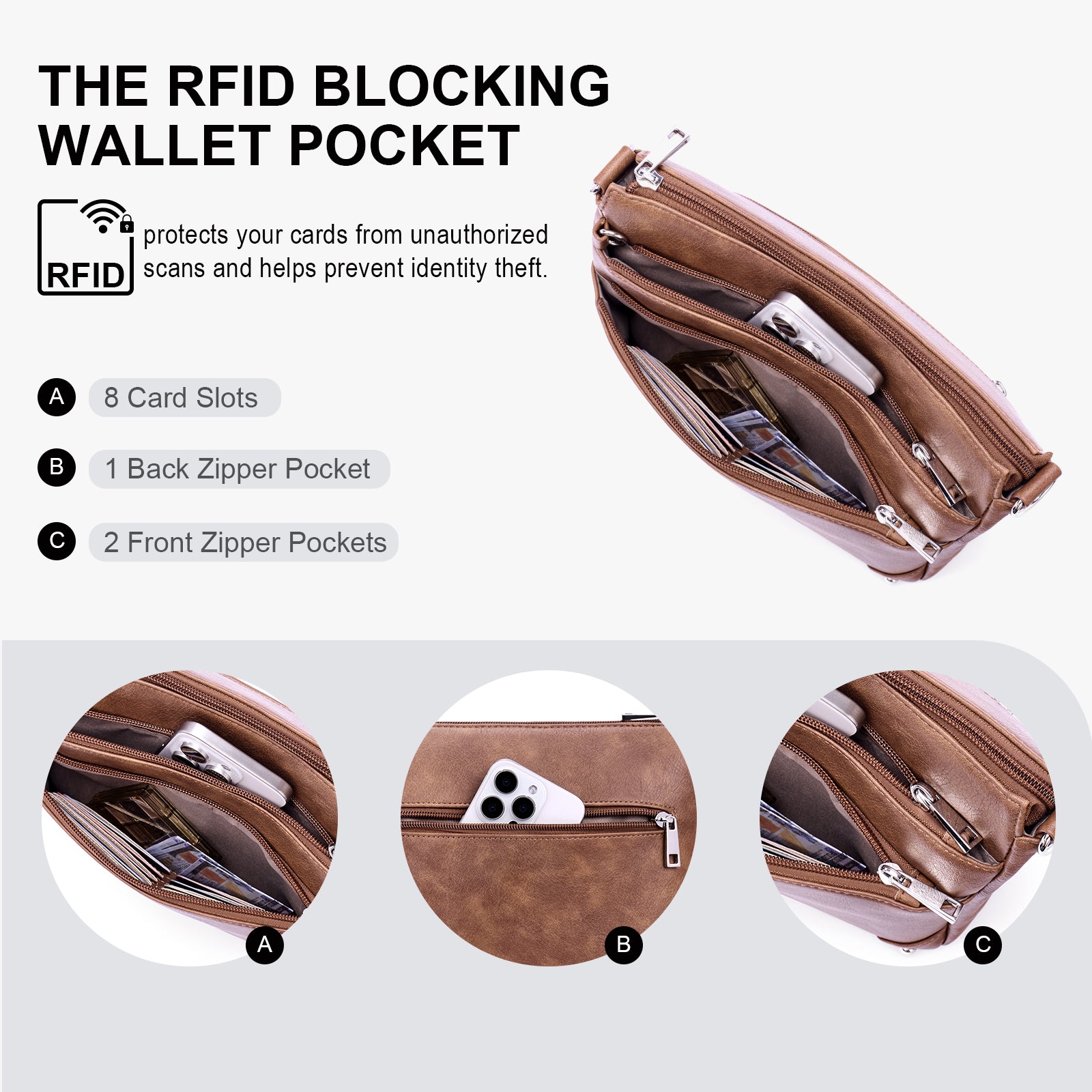 Brown crossbody bag details | color:Brown