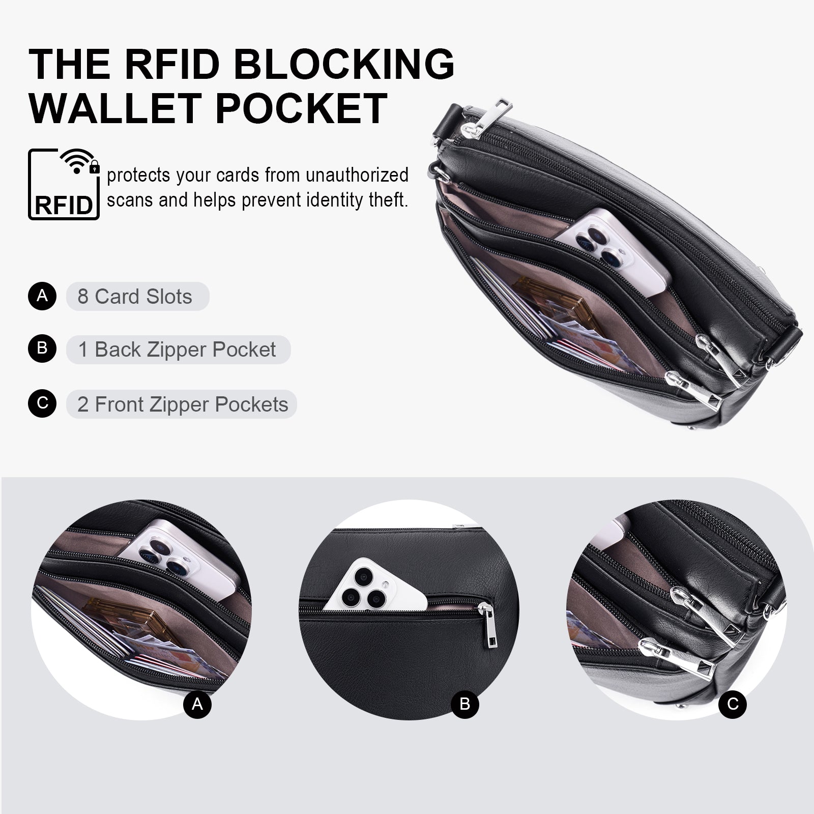 Black crossbody bag details | color:Black