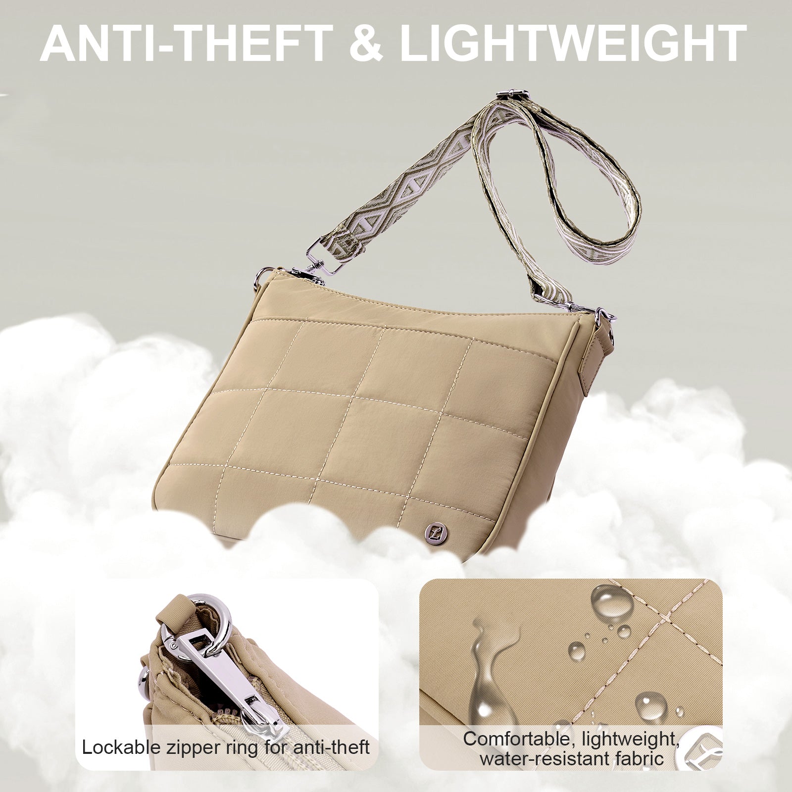 Khaki crossbody bag details | color:Khaki 
