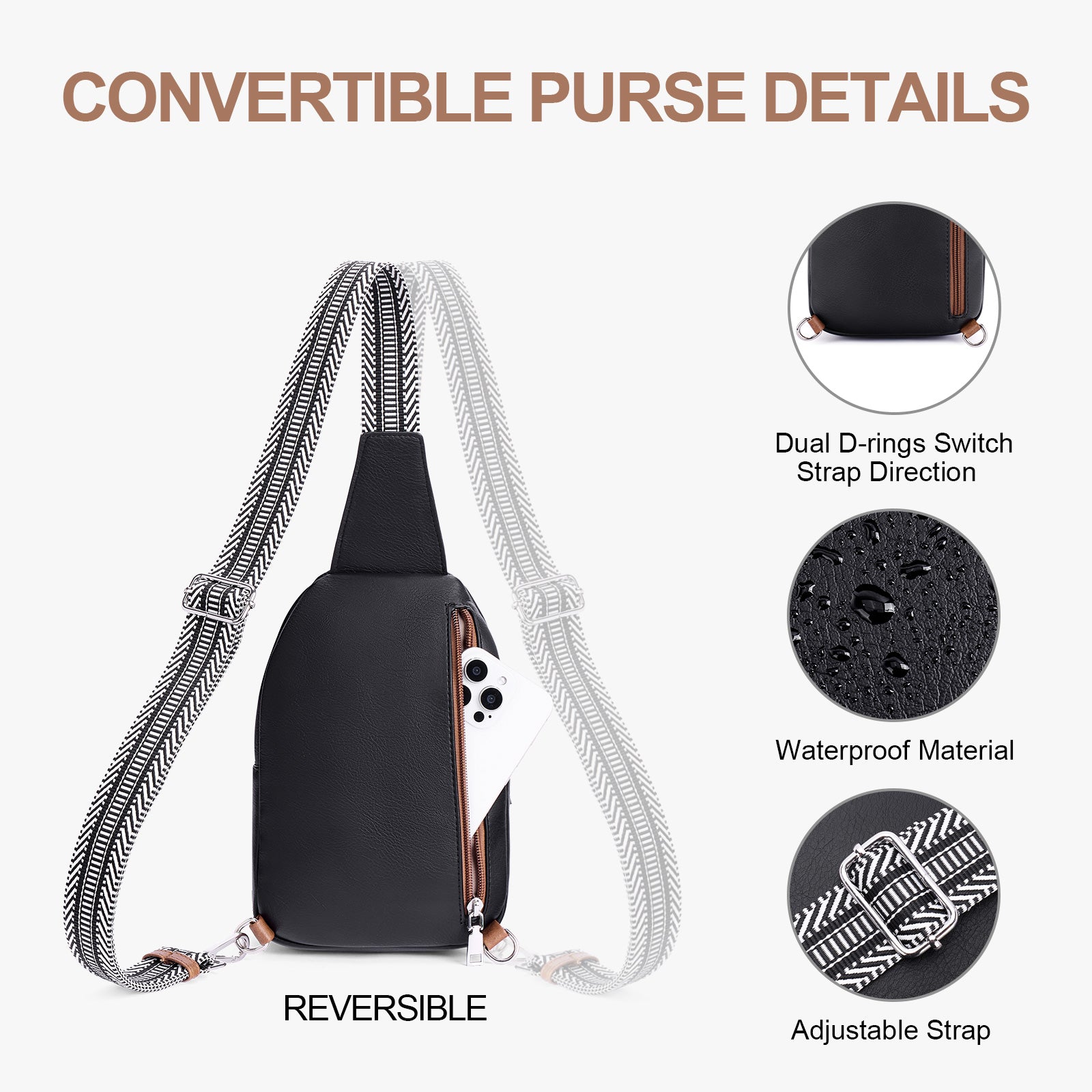Black crossbody bag details | color:Black