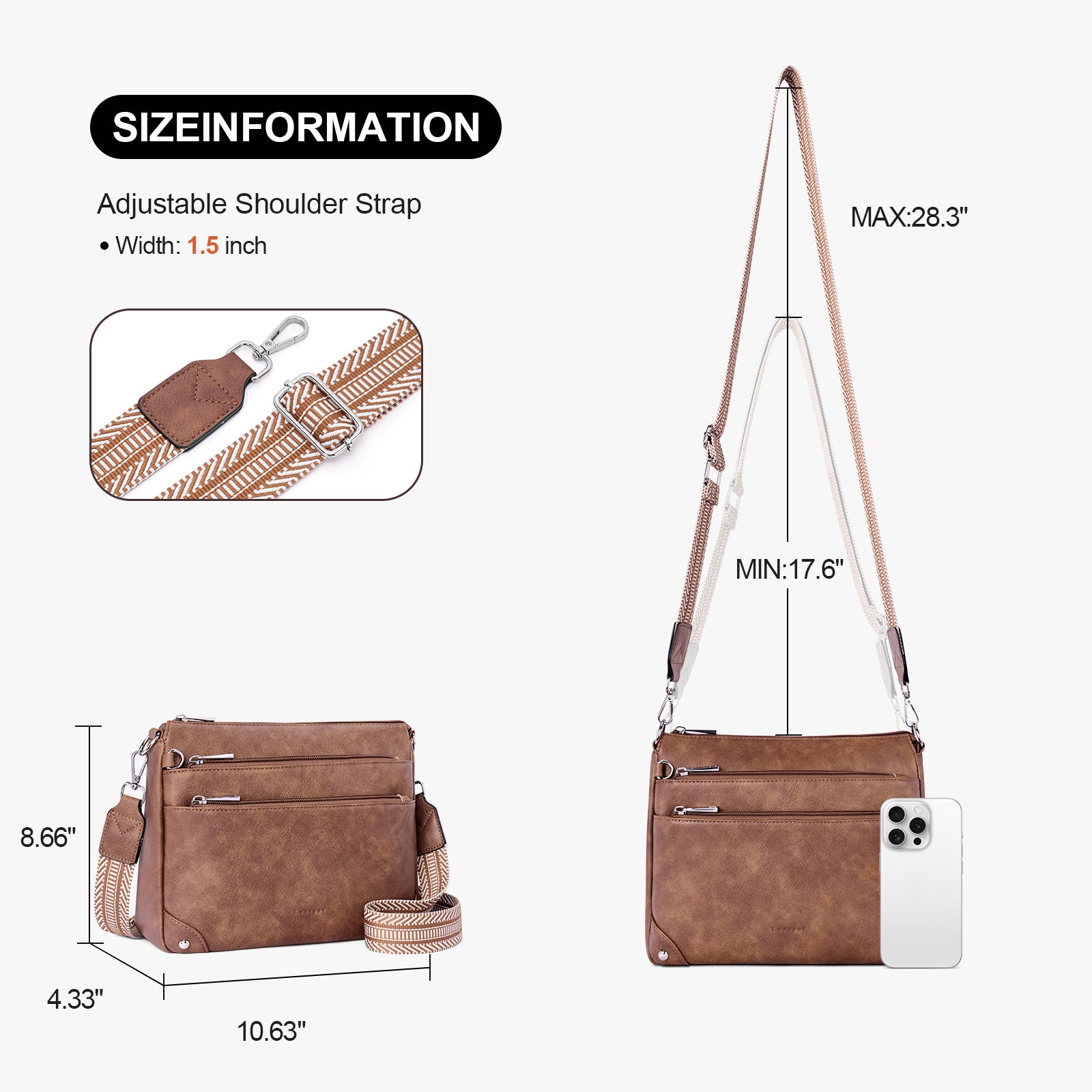 Brown crossbody bag details | color:Brown