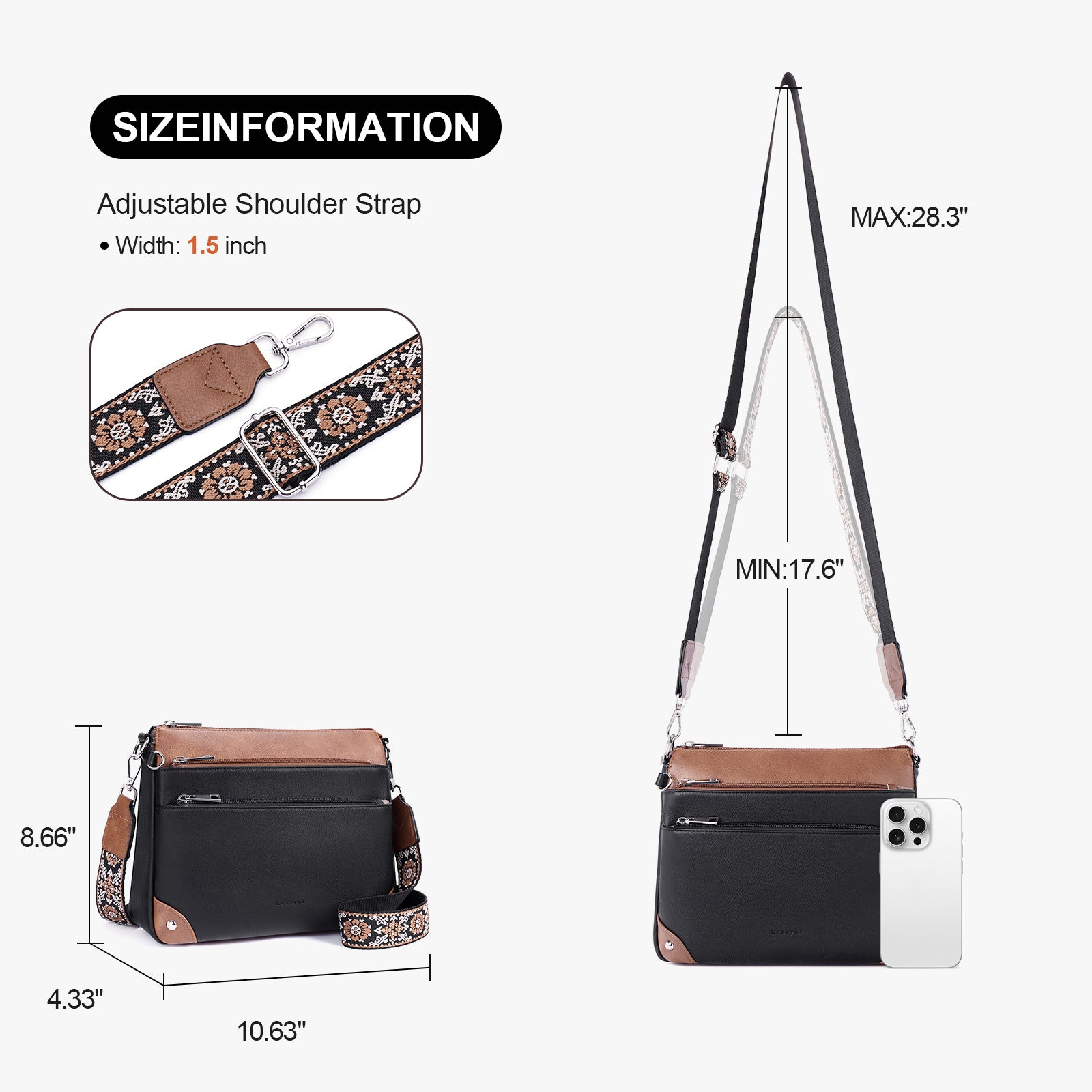 Blackwithbrown crossbody bag details | color:Blackwithbrown
