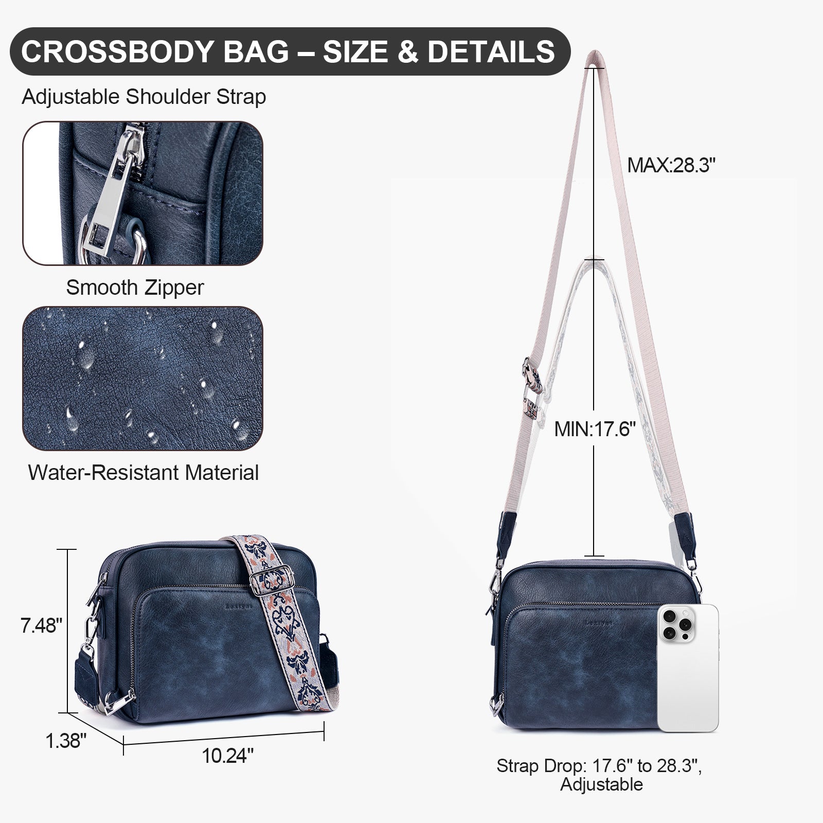 Blue crossbody bag details | color:Blue