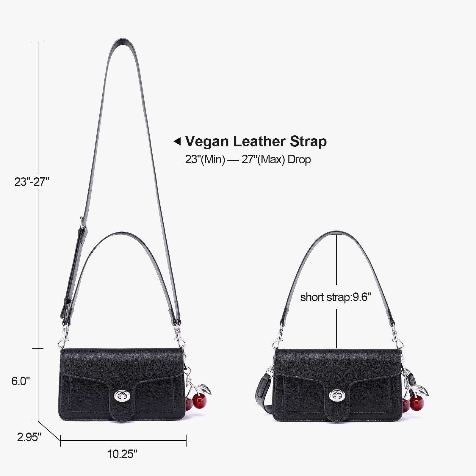 Black crossbody bag details | color:Black