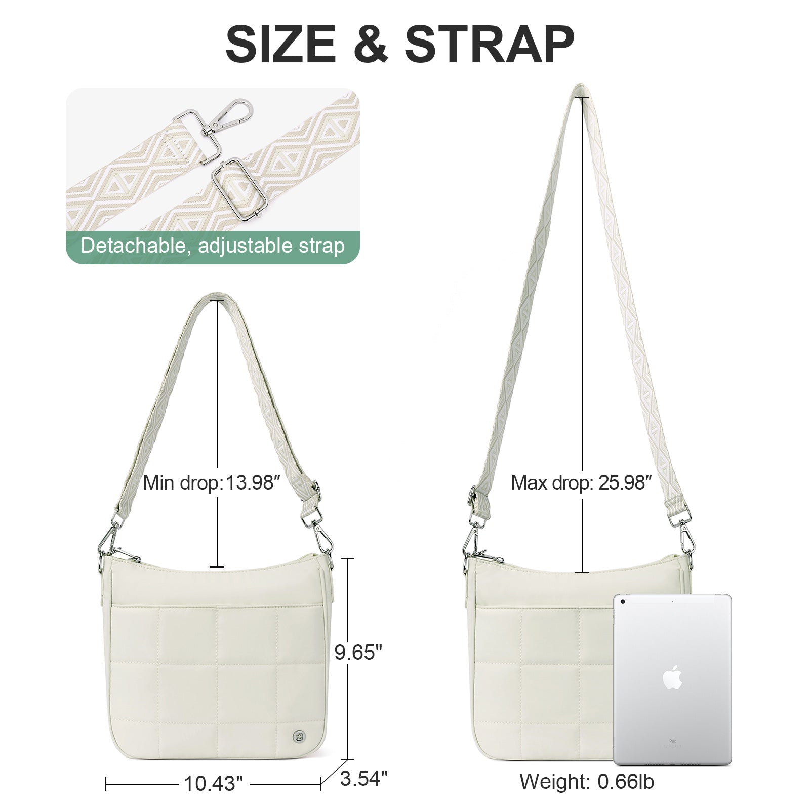 White crossbody bag details | color:White