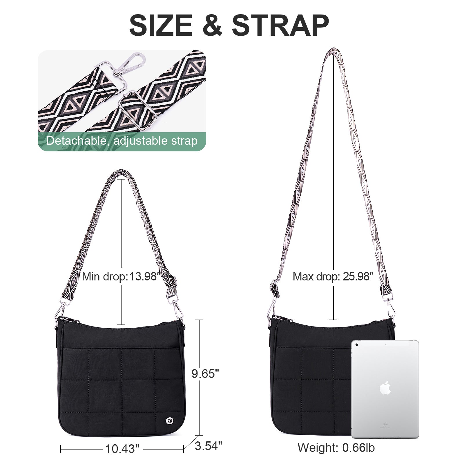 Black crossbody bag details | color:Black