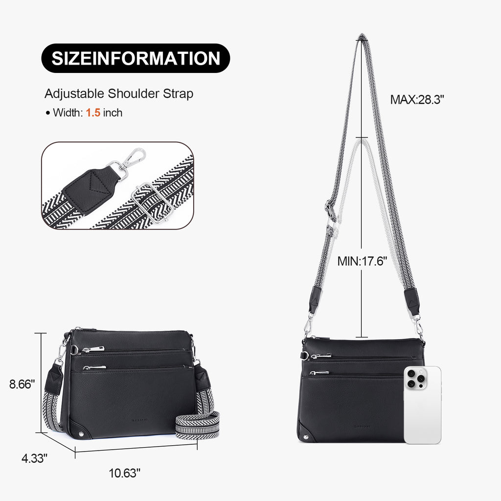 Black crossbody bag details | color:Black