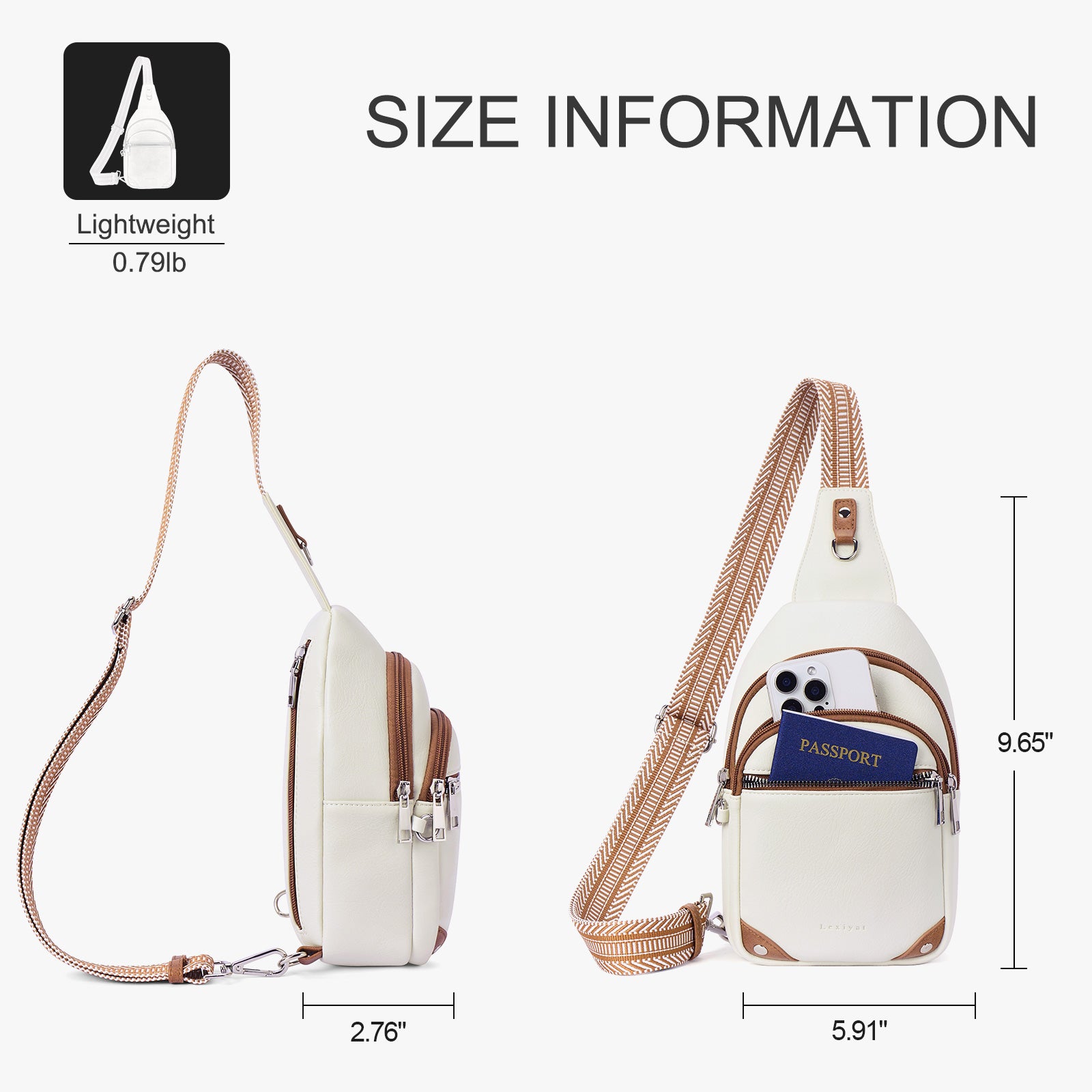 White crossbody bag details | color:White