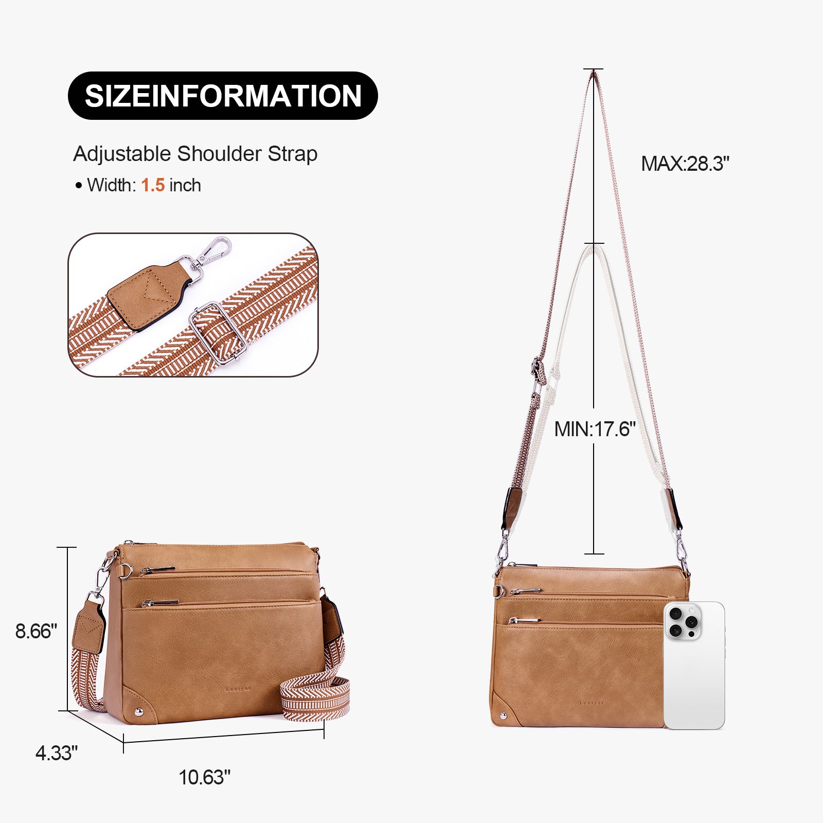 Camel  crossbody bag details | color:Camel