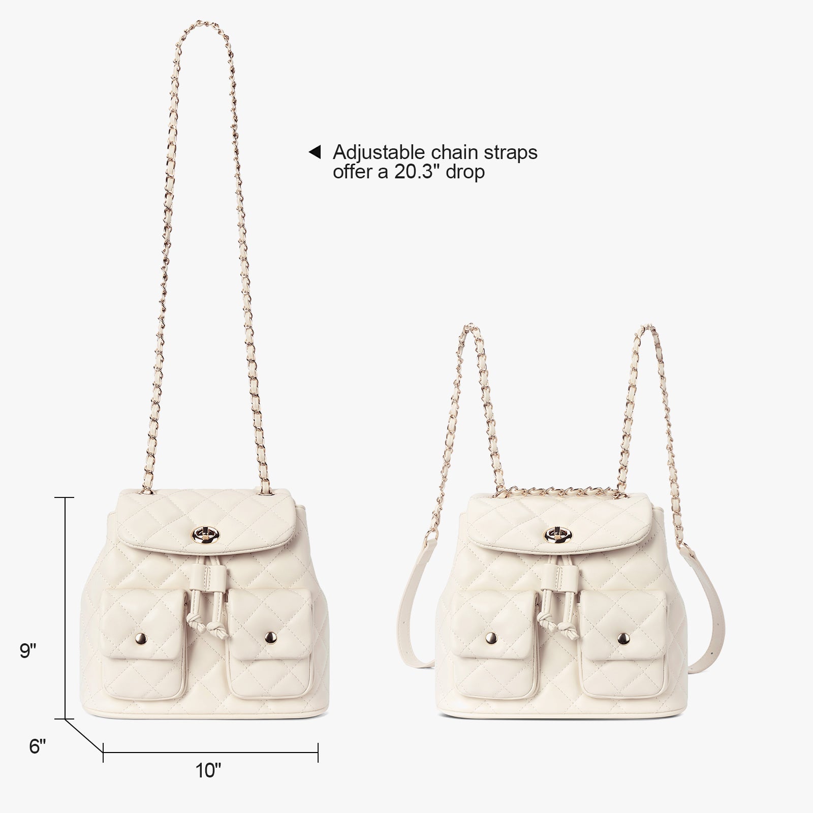 Luxury Quilted Small Backpack Purse - Convertible Chain Strap Crossbody & Shoulder Ba